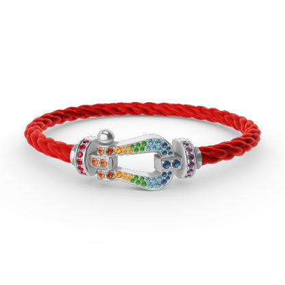[ORA]FORC LARGE HORSESHOE  COLORED DIAMOND BRACELET SILVER
