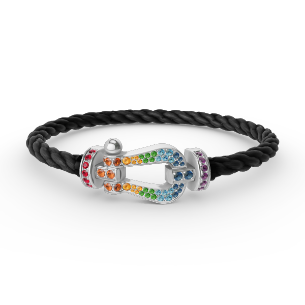 [ORA]FORC LARGE HORSESHOE  COLORED DIAMOND BRACELET SILVER