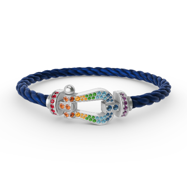[ORA]FORC LARGE HORSESHOE  COLORED DIAMOND BRACELET SILVER