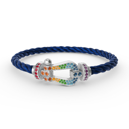[ORA]FORC LARGE HORSESHOE  COLORED DIAMOND BRACELET SILVER
