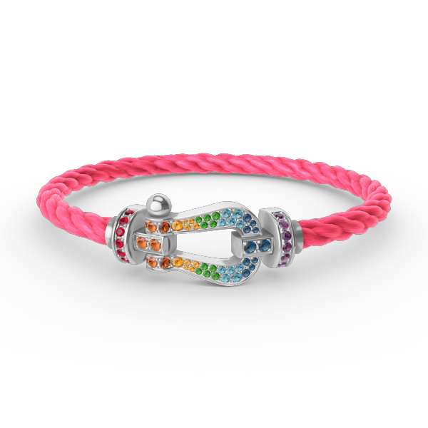 [ORA]FORC LARGE HORSESHOE  COLORED DIAMOND BRACELET SILVER