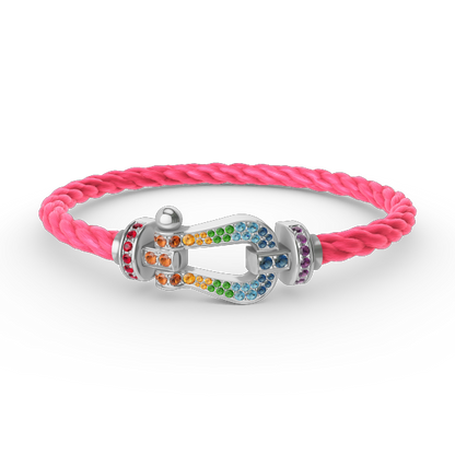 [ORA]FORC LARGE HORSESHOE  COLORED DIAMOND BRACELET SILVER
