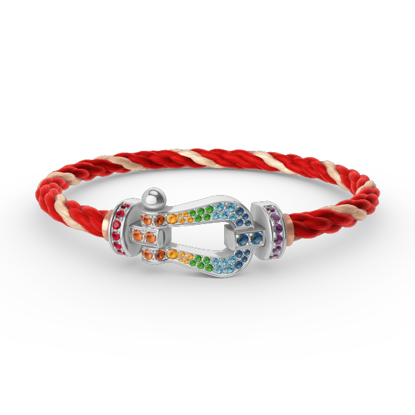 [ORA]FORC LARGE HORSESHOE  COLORED DIAMOND BRACELET SILVER