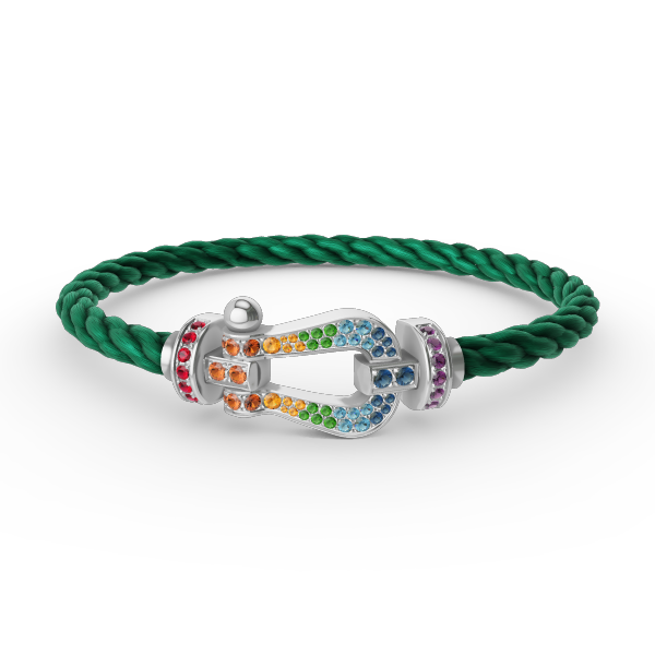 [ORA]FORC LARGE HORSESHOE  COLORED DIAMOND BRACELET SILVER