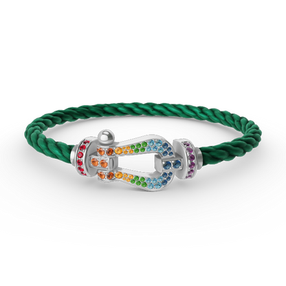 [ORA]FORC LARGE HORSESHOE  COLORED DIAMOND BRACELET SILVER