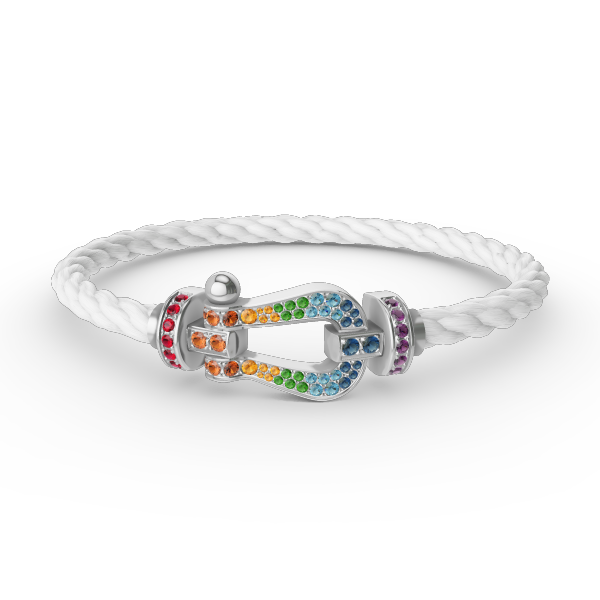 [ORA]FORC LARGE HORSESHOE  COLORED DIAMOND BRACELET SILVER