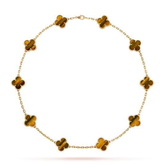 [ORA]CLOVER 10 MOTIFS TIGER EYE NECKLACE