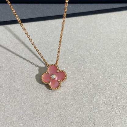 [ORA]CLOVER 15MM DIAMOND PINK MOP NECKLACE