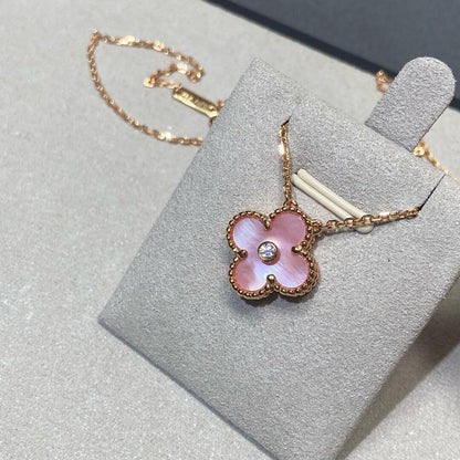 [ORA]CLOVER 15MM DIAMOND PINK MOP NECKLACE