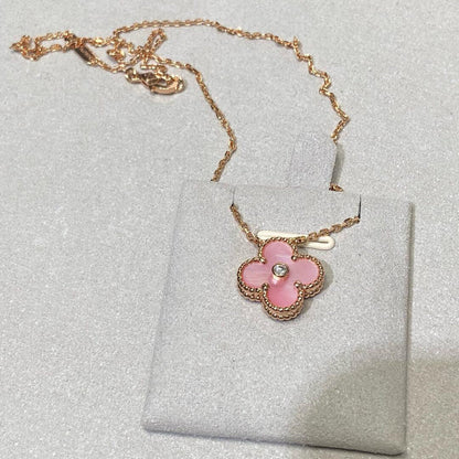 [ORA]CLOVER 15MM DIAMOND PINK MOP NECKLACE