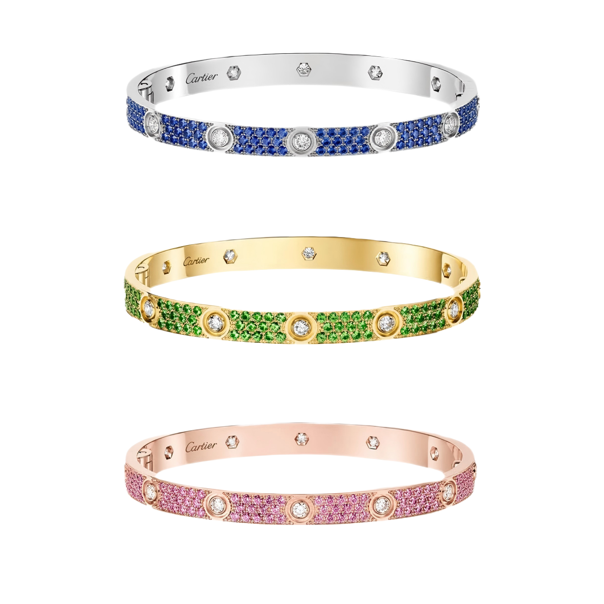 [ORA]2026 PAVE GEMSTONE LOVE BRACELET 6.1MM 10 DIAMONDS