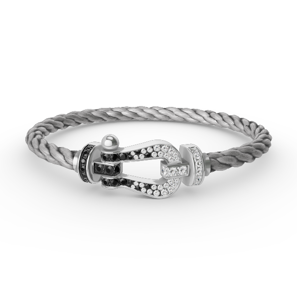 [ORA]FORCE LARGE HORSESHOE BLACK WHITE DIAMOND BRACELET SILVER