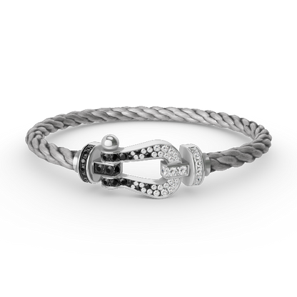 [ORA]FORCE LARGE HORSESHOE BLACK WHITE DIAMOND BRACELET SILVER