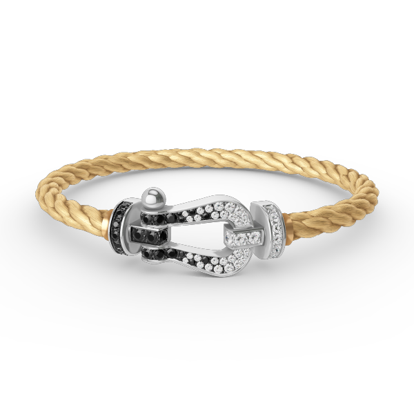 [ORA]FORCE LARGE HORSESHOE BLACK WHITE DIAMOND BRACELET SILVER