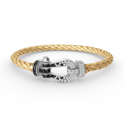 [ORA]FORCE LARGE HORSESHOE BLACK WHITE DIAMOND BRACELET SILVER