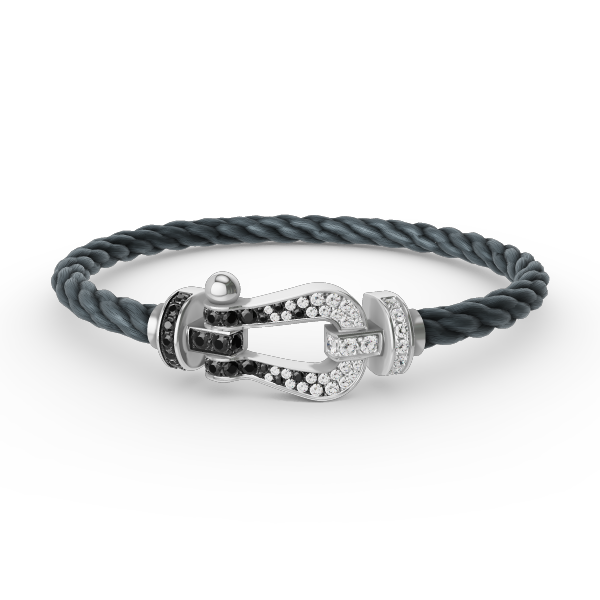 [ORA]FORCE LARGE HORSESHOE BLACK WHITE DIAMOND BRACELET SILVER