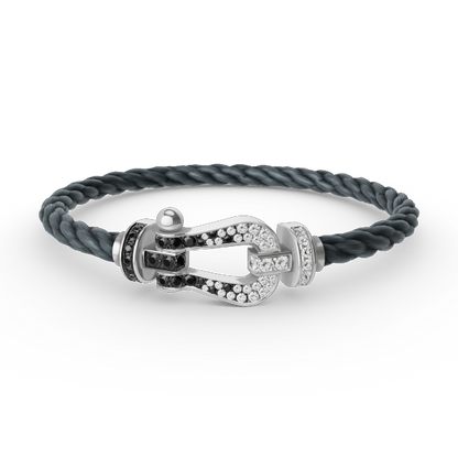 [ORA]FORCE LARGE HORSESHOE BLACK WHITE DIAMOND BRACELET SILVER