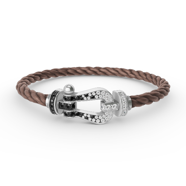 [ORA]FORCE LARGE HORSESHOE BLACK WHITE DIAMOND BRACELET SILVER