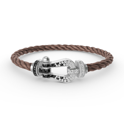 [ORA]FORCE LARGE HORSESHOE BLACK WHITE DIAMOND BRACELET SILVER
