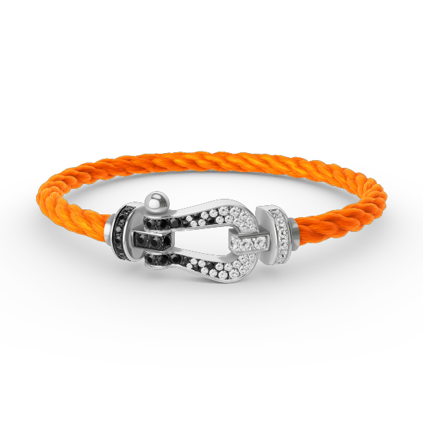 [ORA]FORCE LARGE HORSESHOE BLACK WHITE DIAMOND BRACELET SILVER
