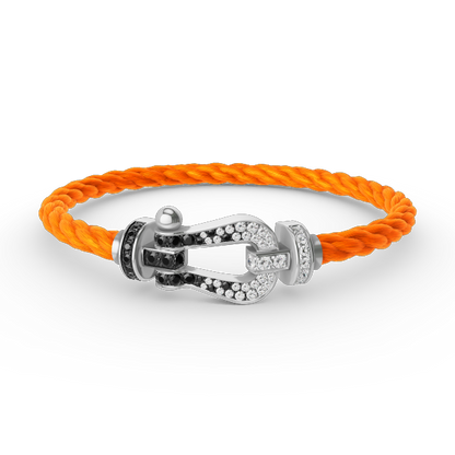 [ORA]FORCE LARGE HORSESHOE BLACK WHITE DIAMOND BRACELET SILVER