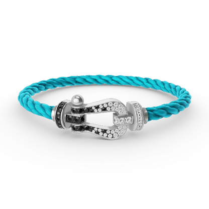 [ORA]FORCE LARGE HORSESHOE BLACK WHITE DIAMOND BRACELET SILVER