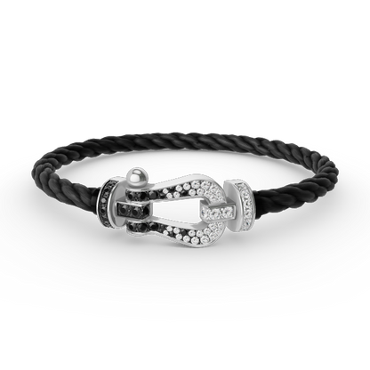 [ORA]FORCE LARGE HORSESHOE BLACK WHITE DIAMOND BRACELET SILVER