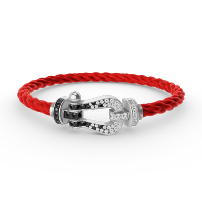 [ORA]FORCE LARGE HORSESHOE BLACK WHITE DIAMOND BRACELET SILVER