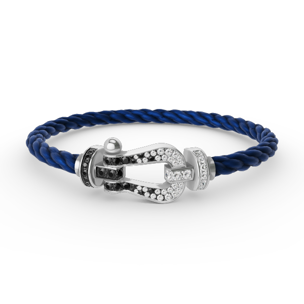 [ORA]FORCE LARGE HORSESHOE BLACK WHITE DIAMOND BRACELET SILVER