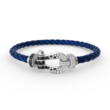 [ORA]FORCE LARGE HORSESHOE BLACK WHITE DIAMOND BRACELET SILVER