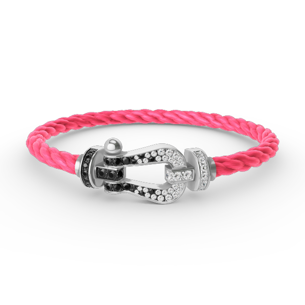 [ORA]FORCE LARGE HORSESHOE BLACK WHITE DIAMOND BRACELET SILVER