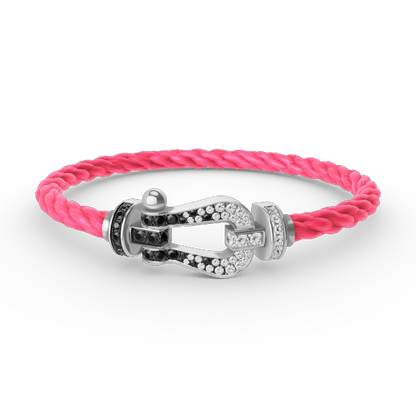 [ORA]FORCE LARGE HORSESHOE BLACK WHITE DIAMOND BRACELET SILVER