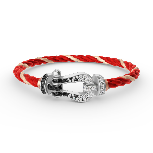[ORA]FORCE LARGE HORSESHOE BLACK WHITE DIAMOND BRACELET SILVER