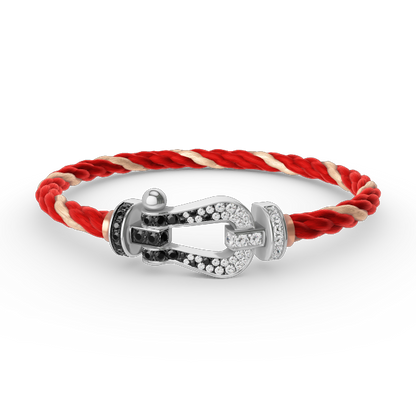 [ORA]FORCE LARGE HORSESHOE BLACK WHITE DIAMOND BRACELET SILVER
