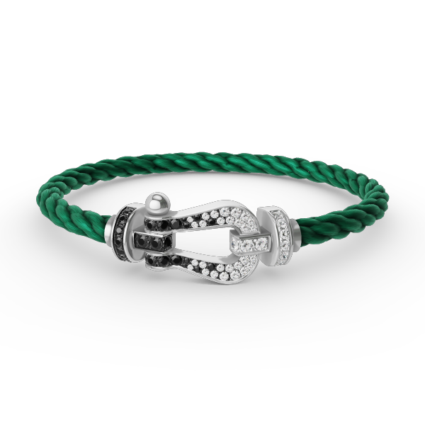 [ORA]FORCE LARGE HORSESHOE BLACK WHITE DIAMOND BRACELET SILVER