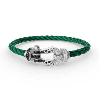 [ORA]FORCE LARGE HORSESHOE BLACK WHITE DIAMOND BRACELET SILVER