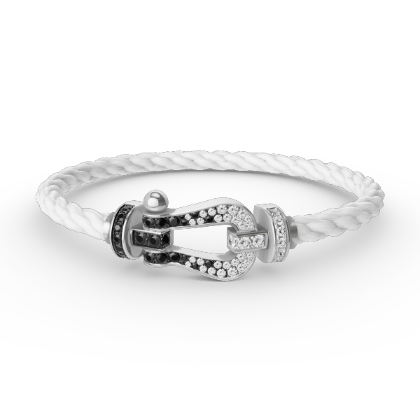[ORA]FORCE LARGE HORSESHOE BLACK WHITE DIAMOND BRACELET SILVER