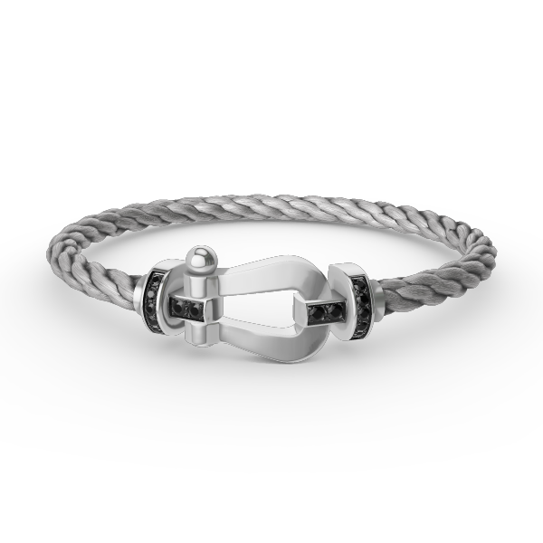 [ORA]FORCE LARGE HORSESHOE BLACK DIAMOND BRACELET SILVER
