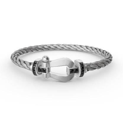 [ORA]FORCE LARGE HORSESHOE BLACK DIAMOND BRACELET SILVER