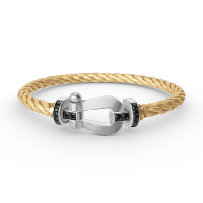 [ORA]FORCE LARGE HORSESHOE BLACK DIAMOND BRACELET SILVER