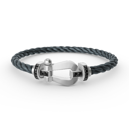 [ORA]FORCE LARGE HORSESHOE BLACK DIAMOND BRACELET SILVER