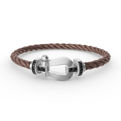 [ORA]FORCE LARGE HORSESHOE BLACK DIAMOND BRACELET SILVER