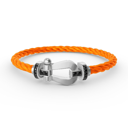 [ORA]FORCE LARGE HORSESHOE BLACK DIAMOND BRACELET SILVER