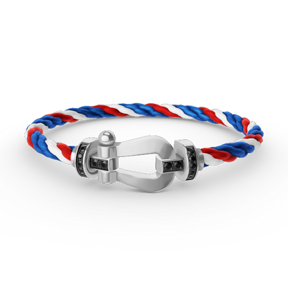 [ORA]FORCE LARGE HORSESHOE BLACK DIAMOND BRACELET SILVER