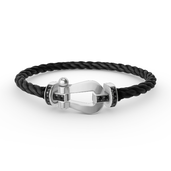 [ORA]FORCE LARGE HORSESHOE BLACK DIAMOND BRACELET SILVER