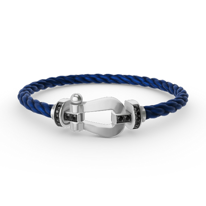 [ORA]FORCE LARGE HORSESHOE BLACK DIAMOND BRACELET SILVER