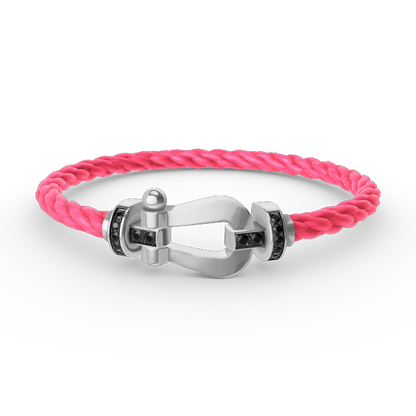 [ORA]FORCE LARGE HORSESHOE BLACK DIAMOND BRACELET SILVER