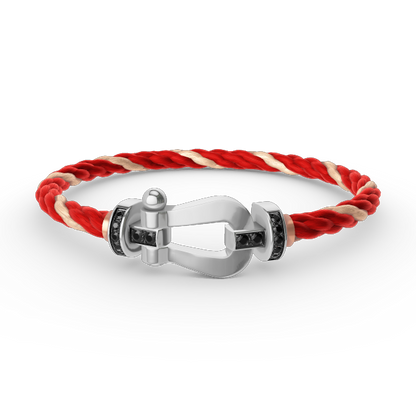 [ORA]FORCE LARGE HORSESHOE BLACK DIAMOND BRACELET SILVER