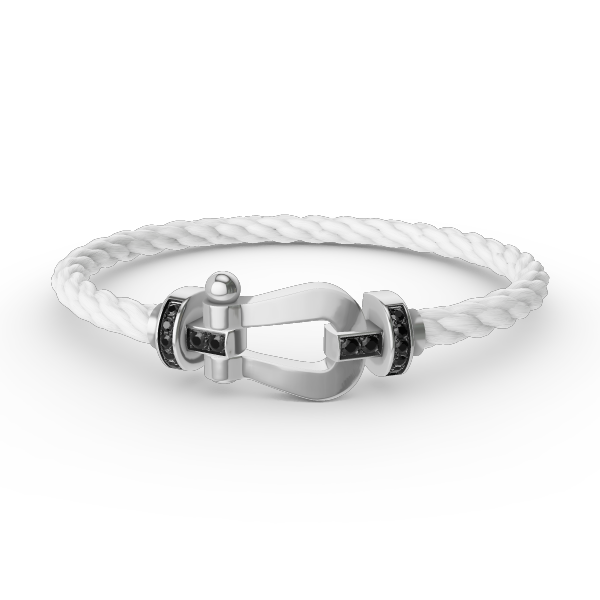 [ORA]FORCE LARGE HORSESHOE BLACK DIAMOND BRACELET SILVER