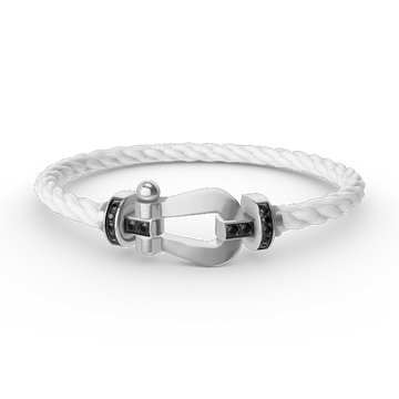[ORA]FORCE LARGE HORSESHOE BLACK DIAMOND BRACELET SILVER